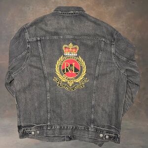 Size 2XL Polo Ralph Lauren Crown Crest Denim Trucker Jacket 'Black' Pre-Owned